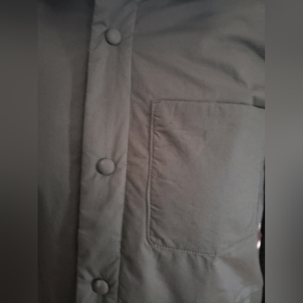 NWT Banana Republic oilve army green quilted snap up pockets 100% shirt jacket M - Picture 3 of 9
